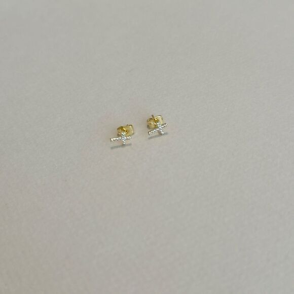 Diamond cross earrings M1035 - Picture 2 of 3